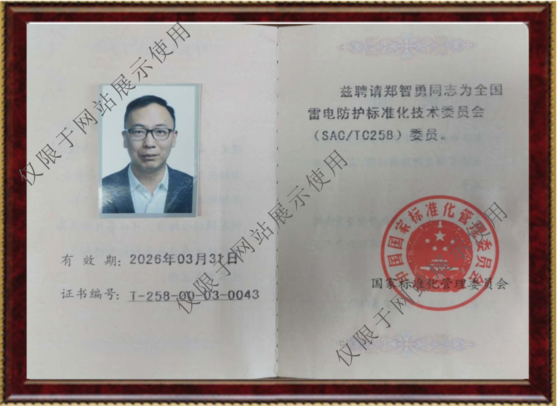 全國雷電防護標準化技術委員會（SACTC258）委員